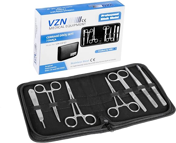 VZN Surgical Sewing Training Set | 7 Pieces | Educational Suture Application Kit | With Portable Bag | For Medical Students and Professionals