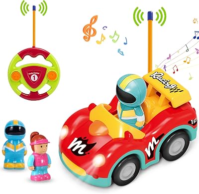 Race Car for Toddlers Age 1-3 Year Old, Remote Control Racing Cars with Horn & Lights, 2 Removable Dolls, First RC Car for Kids Boys Girls, Perfect Birthday Passionate Red