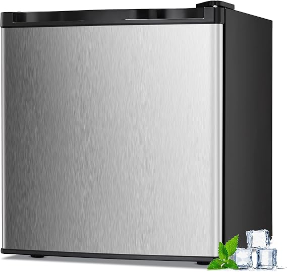 1.1 Cu.ft Small Upright Freezer, Mini Freezer, Silver | Removable Shelves, Adjustable Thermostat, Reversible Door Hinge, Quiet for Home/Dorm/Office/Kitchen
