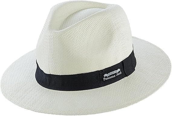 Panama Jack Mens Straw Safari Hat - Handwoven Matte Toyo Sun Hat for Outdoor Adventures