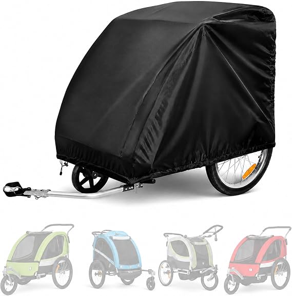 Bicycle Trailer Cover for Klarfit Husky Racer 210D Oxford Fabric Outdoor Protective Cover Rain Resistant Dustproof UV Protection Windproof 