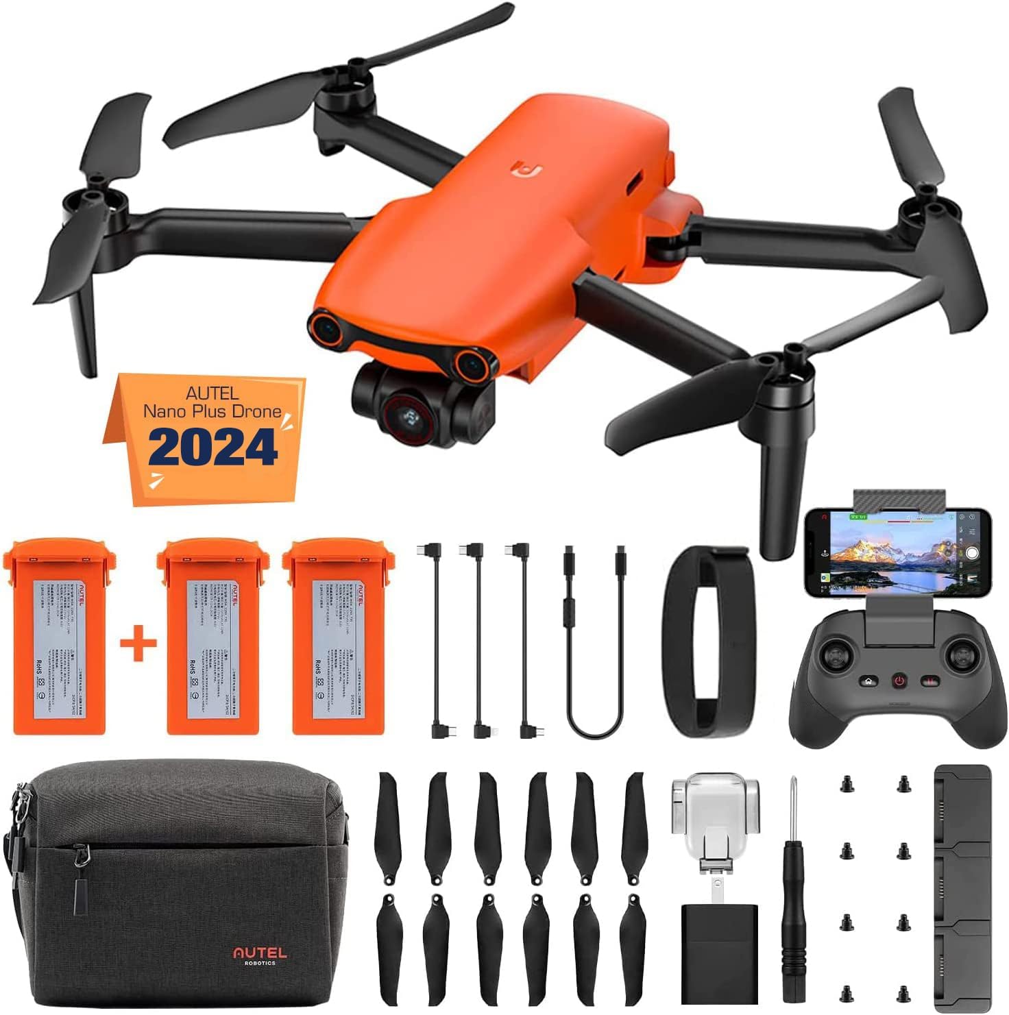 Autel Robotics EVO Nano Premium Bundle, 249g Mini Drone with 4K RYYB Camera, PDAF  CDAF Focus, 3-Axis Gimbal, 3-Way Obstacle Avoidance, Nano Plus Fly More Combo, Orange