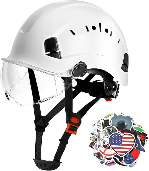 Aolamegs Construction Hard Hat with Visor and Chin Strap for Men,ANSI Z89.1 | OSHA Approved Type 1 Class C Lightweight Safety Helmet with 6-Point Suspension for Construction Worker,Build-in Visor,Vented