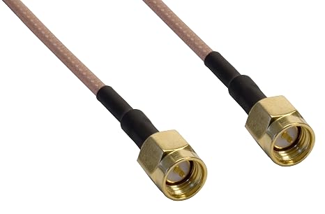 Amphenol CO-316SMAX200-005 Beige RG316 High Temp Coaxial Cable, SMA Male to SMA Male, 5'