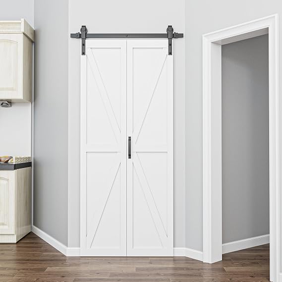 40" x 84" K Shape Bifold Barn Door with Hardware and Track Kit Included