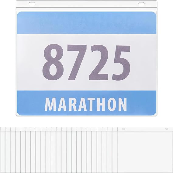 Goutoports Race Bib Display Holder Vinyl Protector Sheets Running Number Bib Display Clear Protective Sleeves for Marathon Runner Player Athletes