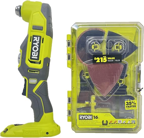 Ryobi 18-Volt Multi-Tool with 16-Piece Oscillating Multi-Tool Blade Set | PCL430 + A241601 - Battery and Charger are Sold Separately