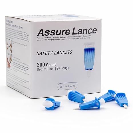 Assure Lance Micro Flow 28G Safety Lancets Single Use Lancets for Blood Testing, Finger Pricker for Blood Glucose Test 1mm Depth, 200 Count (Pack of 1)