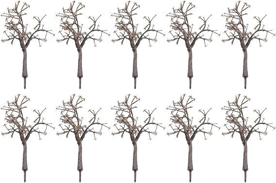 10pcs Model Bare Tree Trunks 12 CM For HO OO Scale Plastic Scenery Landscape Simulation Plants for Model Railroads Train Tracks Building DIY Decorations Brown