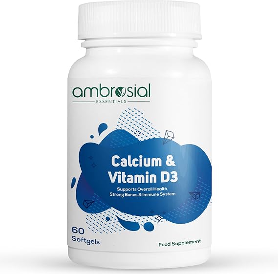 Ambrosial Calcium with Vitamin D Tablets (Pack of 1-60 Softgels)