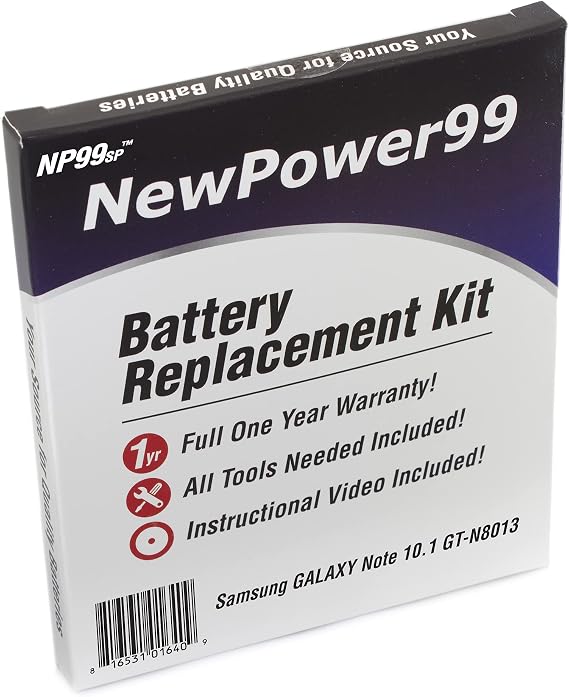 NewPower99 Battery Kit for Samsung Galaxy Note 10.1 GT-N8013 with Tools, Video Instructions, Long Life Battery