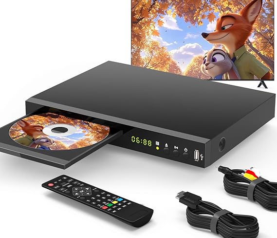 Blu Ray DVD Player Dolby Digital TrueHD/DTS and 1080P Full HD | Play Region A Blu-Rays & DVD Region 1, Support 128G USB, HDMI/AV/Coaxial Output, Built-in PAL/NTSC with HDMI/AV Cable
