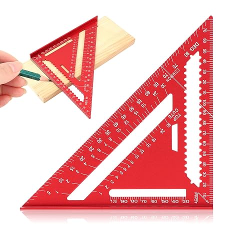 Carpenter Square 7 Inch Rafter Square for Angle Drawing Triangle - Red | Carpenter Squares Tool Framing Squares Layout Aluminum Tool for Woodworking