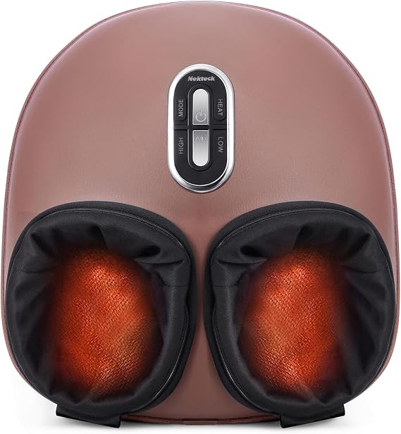 Nekteck Shiatsu Foot Massager with Heat & Air Compression Deep Kneading | 2026 Upgraded Feet Massager, 3 Modes Massage Improve Blood Circulation Foot Wellness Plantar Fasciitis, Fits Size to US 13