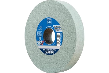 PFERD Vitrified Bench Grinding Wheel - Carbide, 6" Diameter, 1" Thick, 1-1/4" Arbor, 80 Grit, Silicon Carbide, for Carbide Tool Sharpening and Grinding - Part 61789