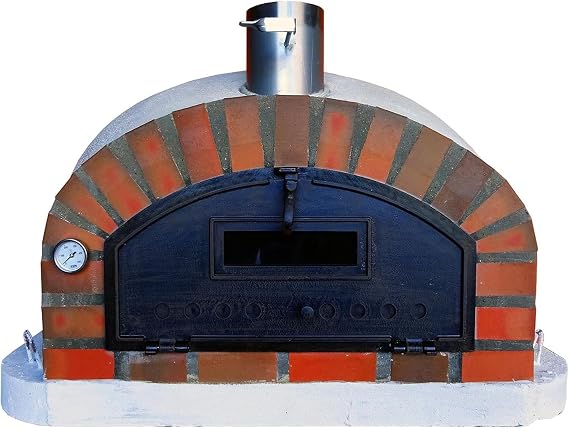 Authentic Pizza Ovens Pizzaioli Rustic Arch Premium Wood-Fired Outdoor Pizza Oven, Handmade in Portugal, Triple-Insulated Brick Oven, Drop-Down Door, Viewing Window, Thermometer & Baking Dish Included