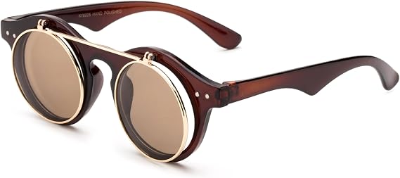 Classic Small Retro Steampunk Circle Flip Up Glasses/Sunglasses Cool Retro New Model