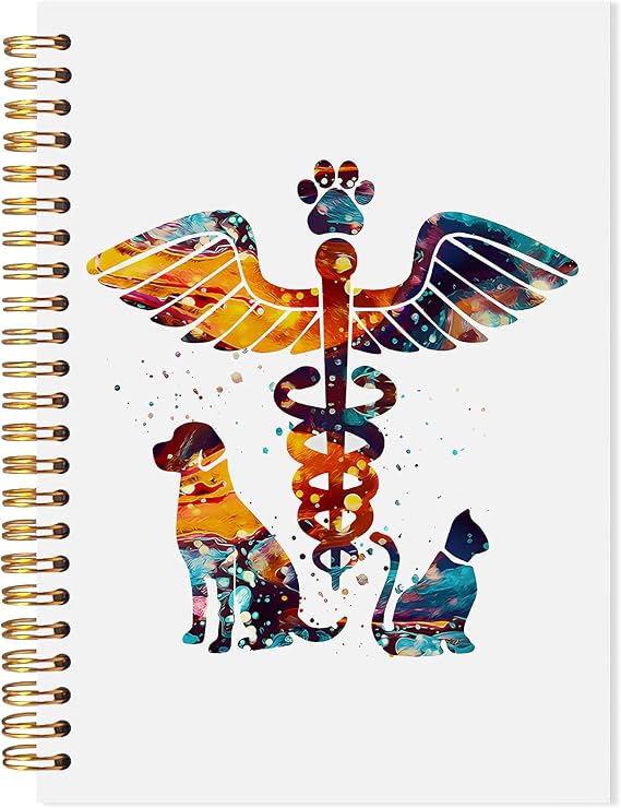 Dog Cat Veterinarian Medical Spiral Notebook, Veterinarian Gifts for Women Men Journal, Vet Tech Med Assistant Gifts Notebook Journal, Vet Medical Office Supplies, 5.5x8.3 Inch