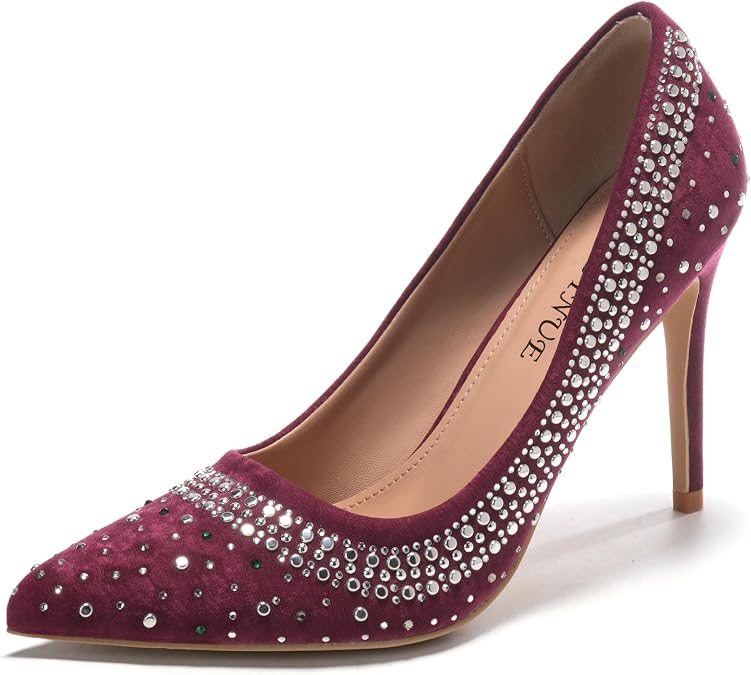 Women's Pumps Sexy Rhinestone High Heels 4 inch Pointed Closed Toe Stiletto Heel Evening Party Wedding Comfortable Dress Shoes