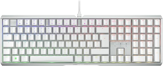 CHERRY XTRFY MX 3.1, Mechanical Gaming Keyboard, UK Layout (QWERTY), RGB Lighting, Aluminium Housing, USB-A Port, MX2A RED Switches, White
