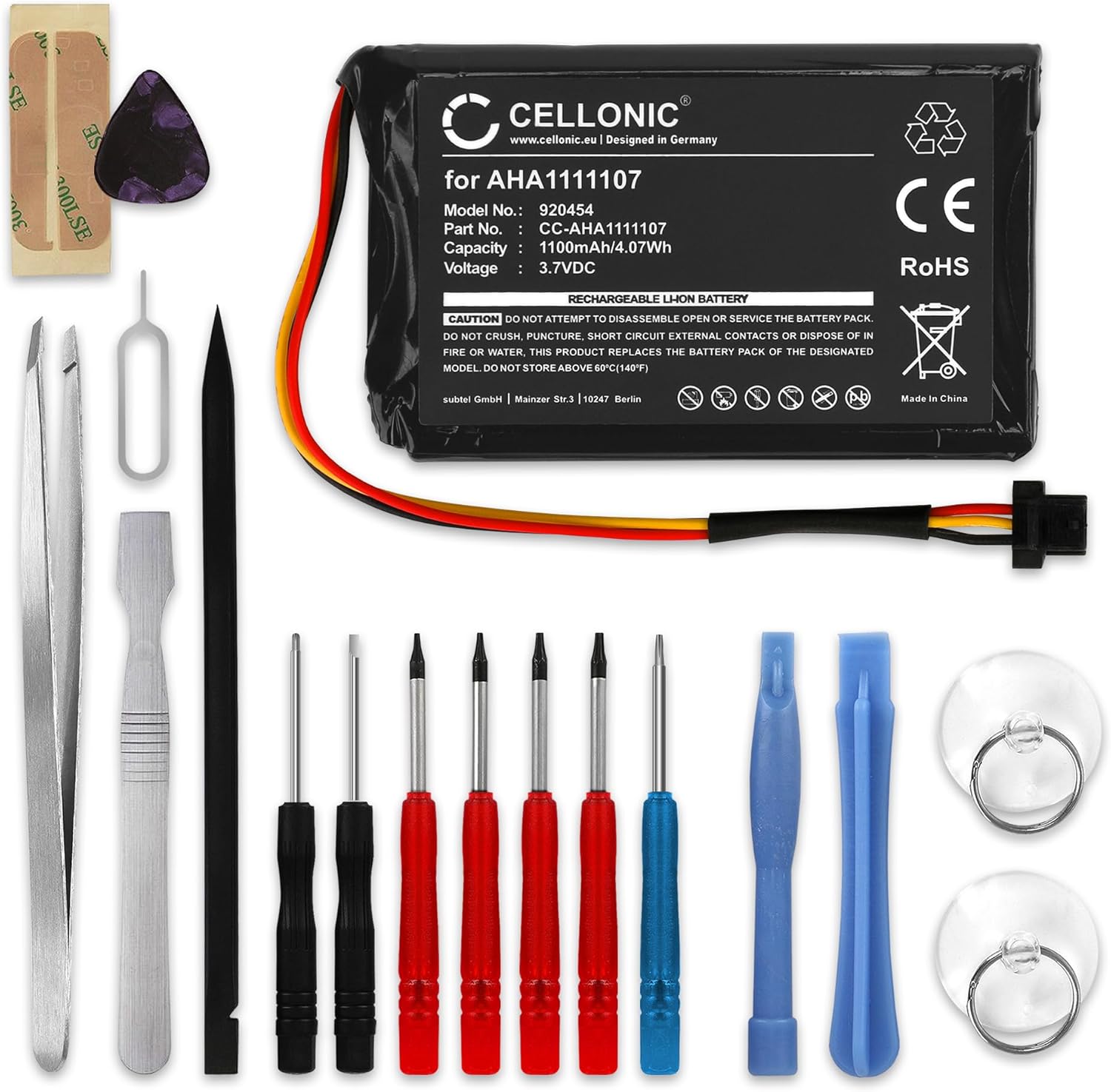 CELLONIC, Battery for Navigation, compatible with TomTom Go 600, 620 2016, Essential, World, P6 3.7V, 1100mAh  Tool set