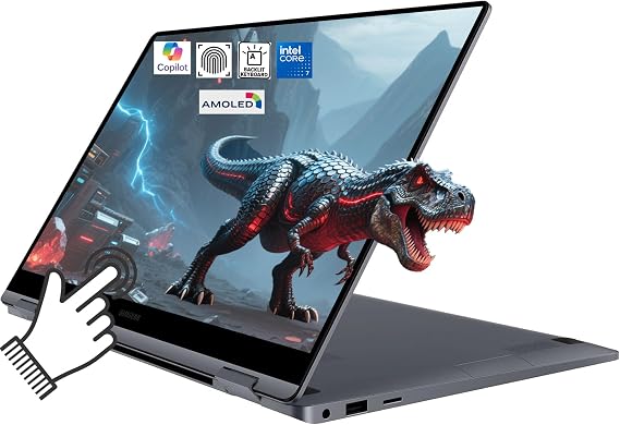 Samsung Galaxy Book 4 2 in 1 AI Laptop, 15.6" FHD AMOLED Touchscreen, Intel 10-Core 7 150U >i7-1355U, 16GB DDR5 2TB SSD, Fingerprint, Backlit KB, Win11 for Creator, Designer W/BWE Accessories