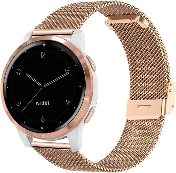 YOOSIDE Watch Strap for Garmin Vivoactive 4S / Vivomove 3S / Venu 2S / Venu 3S, 18mm Quick Release Stainless Steel Metal Mesh Wristband Strap for Fossil Women's Gen 6