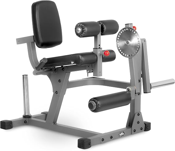 XMARK Heavy Duty Adjustable Rotary Leg Extension and Curl Machine Features A 12 Position Adjustable Thigh Pad and 20 Position Adjustable Press Arm