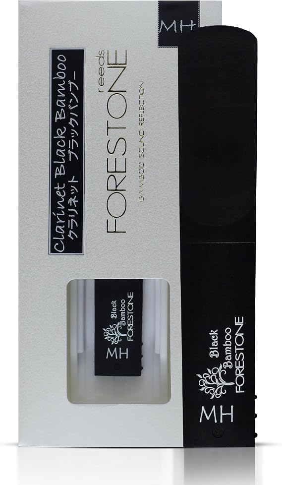 Forestone Bamboo Synthetic Clarinet Reed with Carbon & Bamboo Fiber Blend- French Filed Cut with Dark, Classical Sound Profile Long-Lasting - Made in Japan -Black Medium Hard (MH)