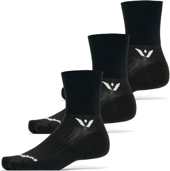 Swiftwick- ASPIRE (3 Pairs) Quarter Crew Cycling & Trail Running Socks, Compression Fit
