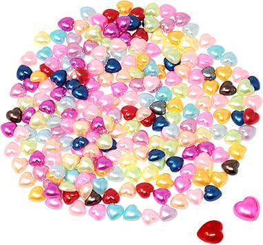 Honbay 500PCS 10mm Love Heart Flatback Resin Charms - Cute Sweet Heart Shape Slime Charms Imitation Pearl Resin Embellishments - Assorted Colors