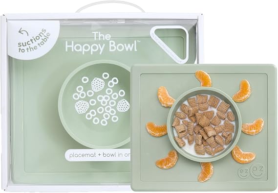 ezpz Happy Bowl - 24 Months+ (Sage) - 100% Silicone Suction Bowl