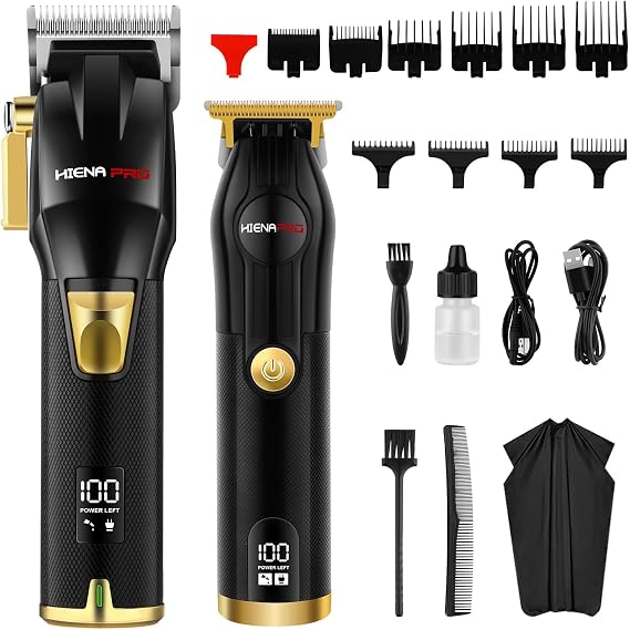 HIENA PRO Hair Clippers for Men T Liners Hair Trimmer Set, Professional Cordless Rechargeable Barber Hair Cutting Kit with LED Display, Gifts for Men