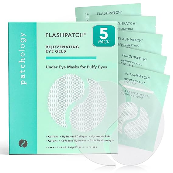 Patchology Under Eye Gel Patches Natural Eye Masks for Puffy Eyes, Dark Circles & Eye Bags, Soothing Skincare Treatment for All Skin Types, Beauty & Personal Care Essentials (5 Pairs)