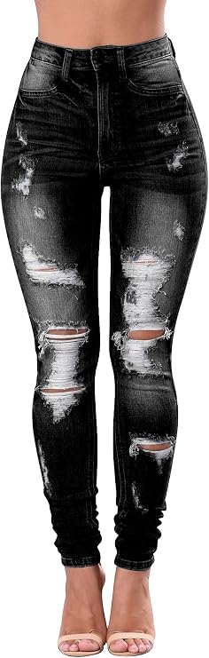 Women's High Waisted Jeans for Women Ripped Skinny Stretch Jeans Distressed Butt Lifting Denim Pants