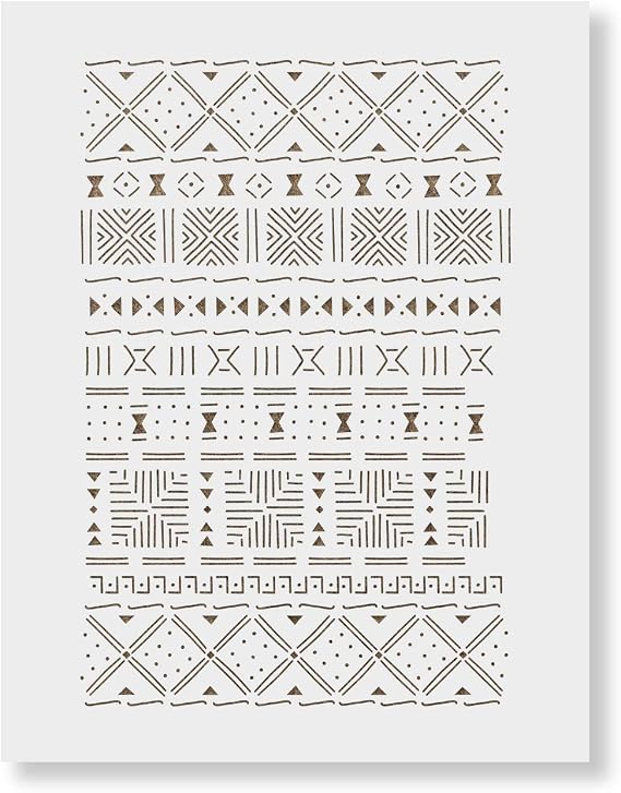 Mud Cloth Pattern Wall Stencil - Create Your Own Space