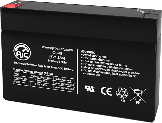 AJC Battery Compatible with SensorMedics ELI-XR 6V 1.3Ah Battery