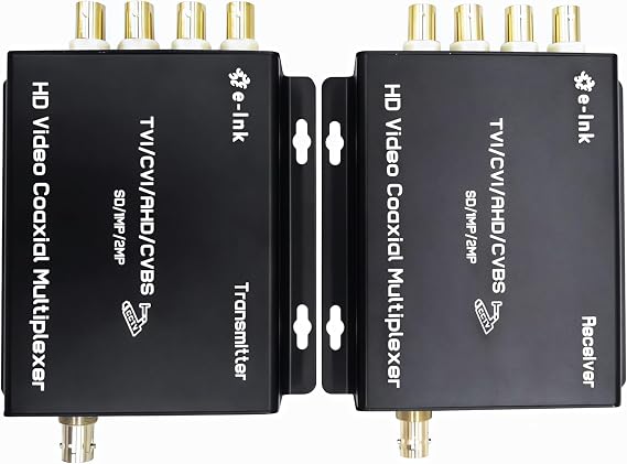 E-link 4 Channel Video Multiplexer - 4Ch CCTV Video Multiplexer Over 1 Coaxial Cable for Standard Analog Cameras