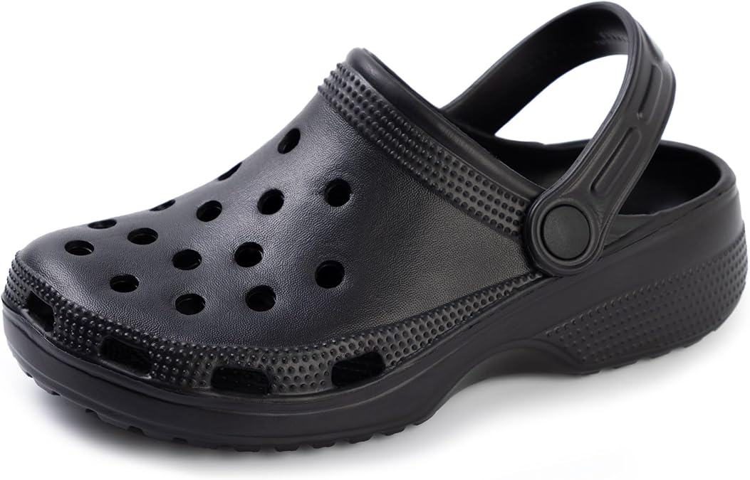 Minecraft Creeper Kids Clogs in Black | Ventilated Sliders with Supportive Strap | Game TNT Weapons Novelty Charms Footwear