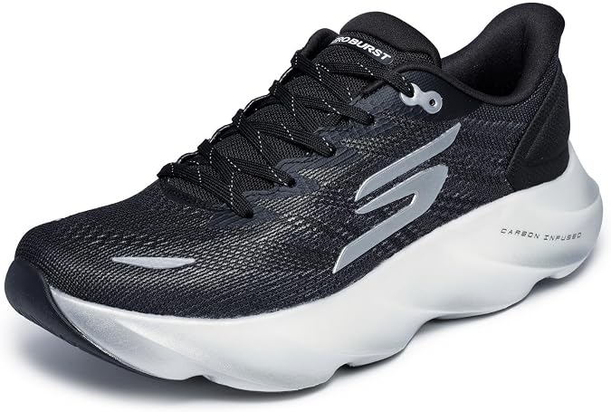 Skechers GO Run MAX Road 7 Mens Performance, Black White, 12