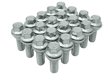 Venum Wheel Accessories 20 Pc Zinc PCD Wobble Alloy Wheel Lug Bolts 22mm Shank 12x1.25 Thread Pitch |10.9 Grade Fits On 5x114 Wheels to Adapt 5x112 Wheels Without Wheel Spacers
