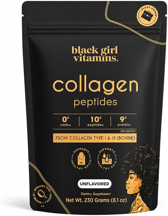 Black Girl Vitamins Grass-Fed Bovine Collagen Peptides Powder, 8.1 oz