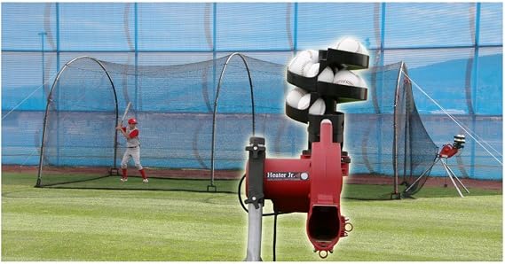 Junior Pitching Machine & 24ft Batting Cage by Heater Sports