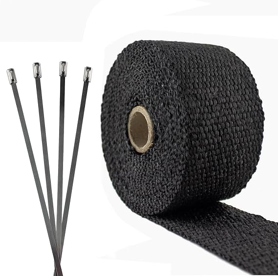 Exhaust Pipe Wrap, Heat Shield Tape in: Fiberglass, Basalt Titanium, Vermiculite or Foil Faced.