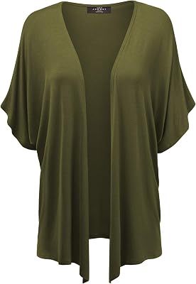 Made By Johnny Womens Kimono Style Short Sleeve Dolman Cardigan - Lightweight Open Front Summer Cover-Up