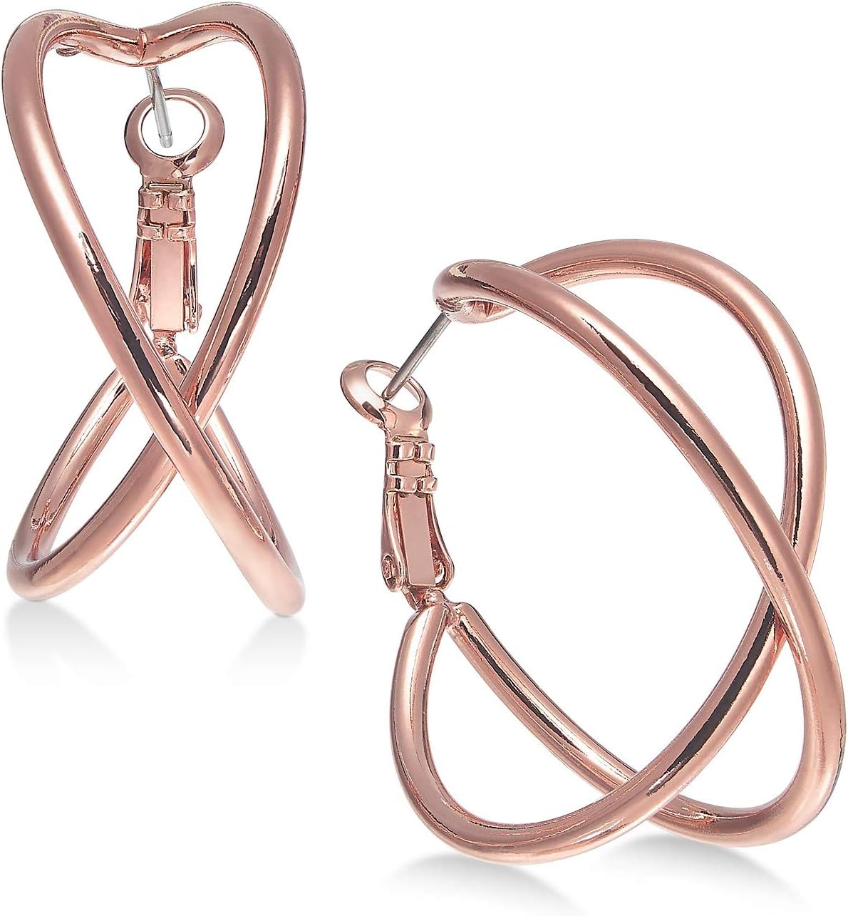 Charter Club Rose Gold-Tone Crisscross Double-Hoop Earrings