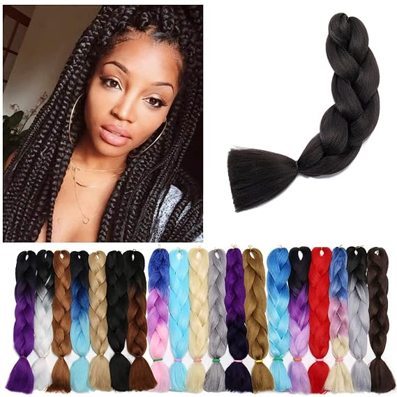 Black Braiding Hair 1 Bundle 24inch Jumbo Braiding Hair Extensions High Temperature Synthetic Braid Hair Braiding Hair Pre Stretched Braid Extensions