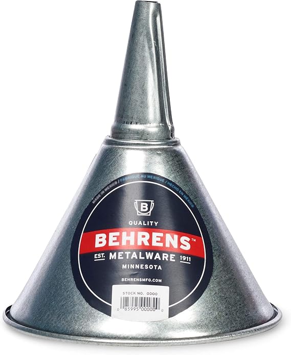 Behrens GF51 Galvanized Steel Funnel with Screen, 1 Quart