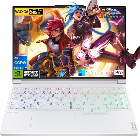 Lenovo Legion 7i Gaming Laptop,16" IPS WQXGA 240Hz, 14th Gen Intel i7-14700HX(Up to 5.5 GHz), GeForce RTX 4060 8GB, 64 GB DDR5, 2 TB SSD, MS Office Pro, Backlit KB, Fingerprint, Wi-Fi 6E, Win 11 Pro