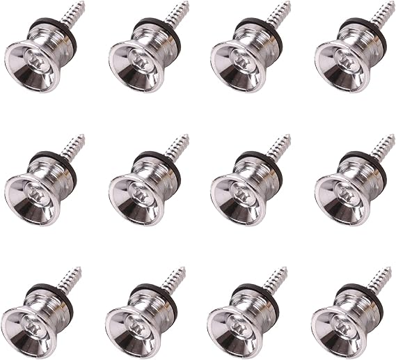 12-Pack Metal Guitar Strap Lock Set Chrome for Electric Bass